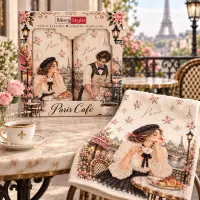 Set de prosoape imprimate 30×50 cm, în cutie cadou „Dimineață pariziană“ - 4499 | Set de prosoape imprimate 30×50 cm, în cutie cadou „Dimineață pariziană“ - 4499