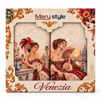 Set de prosoape imprimate 30×50 cm, în cutie cadou „Farmec venețian“ - 4473 | Set de prosoape imprimate 30×50 cm, în cutie cadou „Farmec venețian“ - 4473