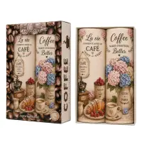 Set de prosoape din bumbac cu imprimeu, 30x50 cm, în cutie „Cafea” – 5616 - 4098 | Set de prosoape din bumbac cu imprimeu, 30x50 cm, în cutie „Cafea” – 5616 - 4098