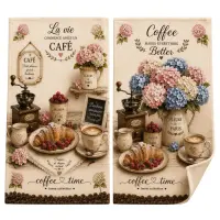 Set de prosoape din bumbac cu imprimeu, 30x50 cm, în cutie „Cafea” – 5616 - 4099 | Set de prosoape din bumbac cu imprimeu, 30x50 cm, în cutie „Cafea” – 5616 - 4099