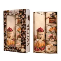 Set de prosoape din bumbac cu imprimeu, 30x50 cm, în cutie „Cafea” – 5619 - 4106 | Set de prosoape din bumbac cu imprimeu, 30x50 cm, în cutie „Cafea” – 5619 - 4106