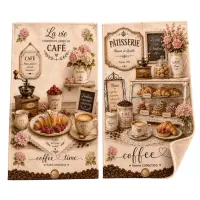 Set de prosoape din bumbac cu imprimeu, 30x50 cm, în cutie „Cafea” – 5619 - 4107 | Set de prosoape din bumbac cu imprimeu, 30x50 cm, în cutie „Cafea” – 5619 - 4107