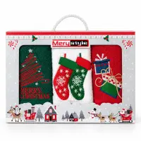 Set de 3 prosoape cu broderie, în cutie cadou - 4517 | Set de 3 prosoape cu broderie, în cutie cadou - 4517