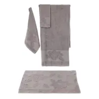 Set 4 prosoape cu motiv Flori – gri - Set 4 prosoape cu motiv Flori – gri