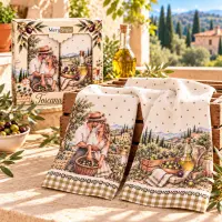 Set de prosoape din frotir imprimate, 30x50 cm, în cutie „Romantism toscan” - 4269 | Set de prosoape din frotir imprimate, 30x50 cm, în cutie „Romantism toscan” - 4269