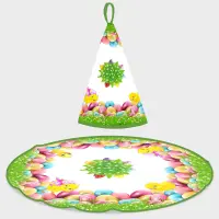 Prosop rotund din frotir cu motive de Paște - 5121 - Prosop rotund din frotir cu motive de Paște - 5121