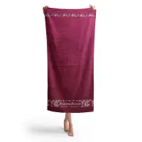 Prosop de plajă cu desen de bambus – Bordo - Prosop de plajă cu desen de bambus – Bordo