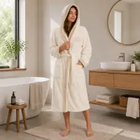 Halat de baie pentru adolescenți Sunny din 100% bumbac cu glugă - crem - 15/16 ani - Halat de baie pentru adolescenți Sunny din 100% bumbac cu glugă - crem - 15/16 ani
