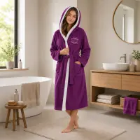 Halat de baie pentru adolescenți Sunny din 100% bumbac cu glugă - Mov - 15/16 ani - Halat de baie pentru adolescenți Sunny din 100% bumbac cu glugă - Mov - 15/16 ani