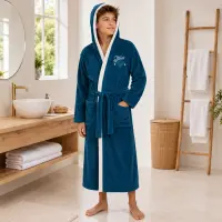 Halat de baie pentru adolescenți Sunny din 100% bumbac cu glugă - Petrol - 13/14 ani - Halat de baie pentru adolescenți Sunny din 100% bumbac cu glugă - Petrol - 13/14 ani