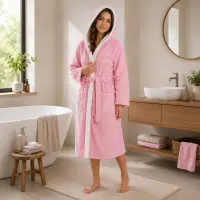 Halat de baie pentru adolescenți Sunny din 100% bumbac cu glugă - Roz - 15/16 ani - Halat de baie pentru adolescenți Sunny din 100% bumbac cu glugă - Roz - 15/16 ani