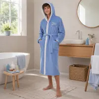 Halat de baie pentru adolescenți Sunny din 100% bumbac cu glugă - Albastru deschis - 15/16 ani - Halat de baie pentru adolescenți Sunny din 100% bumbac cu glugă - Albastru deschis - 15/16 ani
