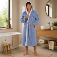 Halat de baie pentru adolescenți Sunny din 100% bumbac cu glugă - Albastru deschis - 17/18 ani - Halat de baie pentru adolescenți Sunny din 100% bumbac cu glugă - Albastru deschis - 17/18 ani