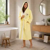 Halat de baie pentru adolescenți Sunny din 100% bumbac cu glugă - Galben - 17/18 ani - Halat de baie pentru adolescenți Sunny din 100% bumbac cu glugă - Galben - 17/18 ani